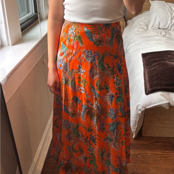L’AGENCE Orange Floral Midi Skirt - Picture 4 of 7